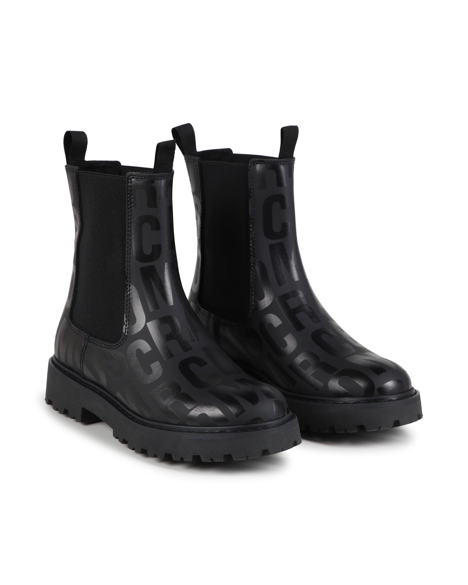 Bottines à imprimé monogramme en cuir - Black