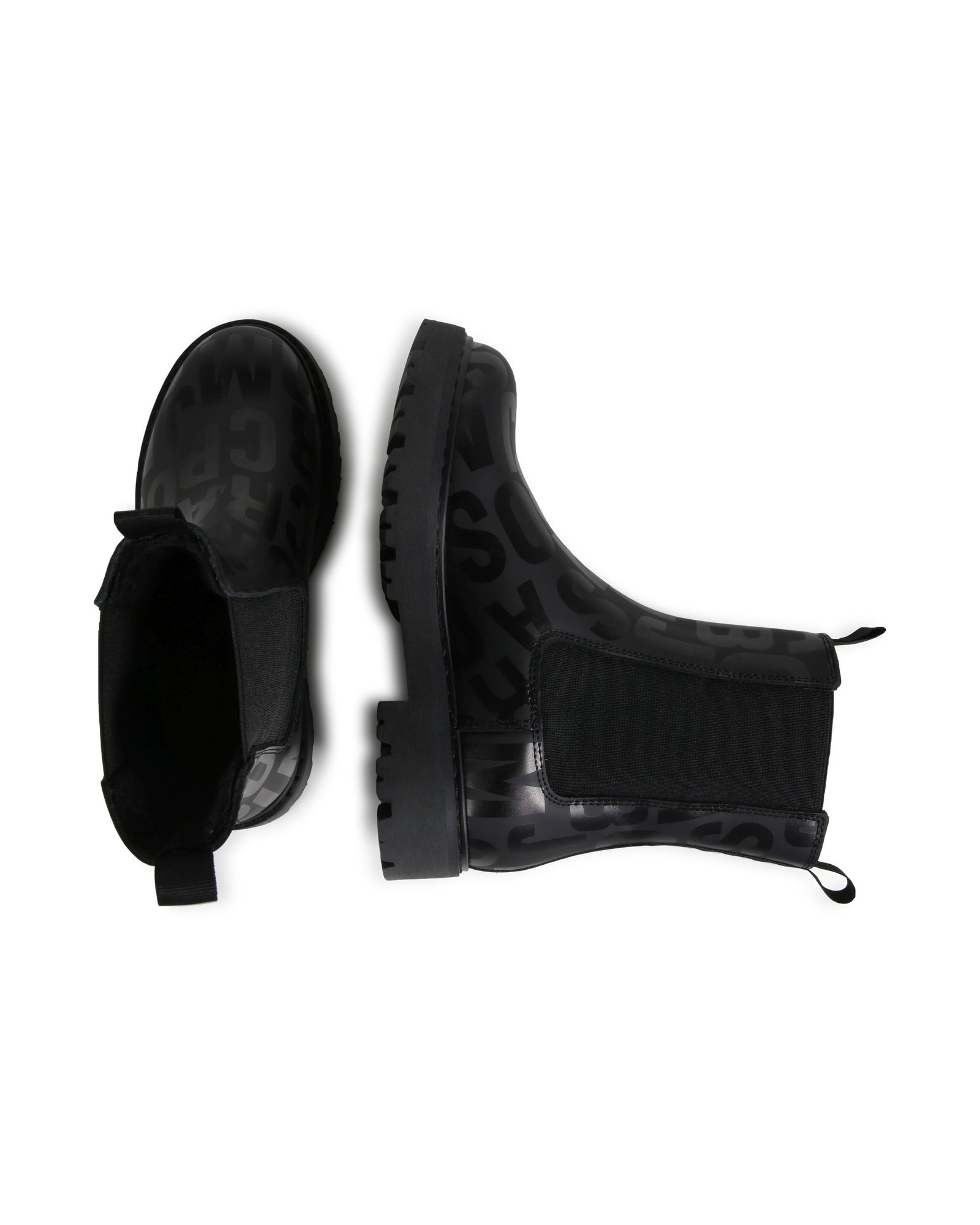 Bottines à imprimé monogramme en cuir - Black