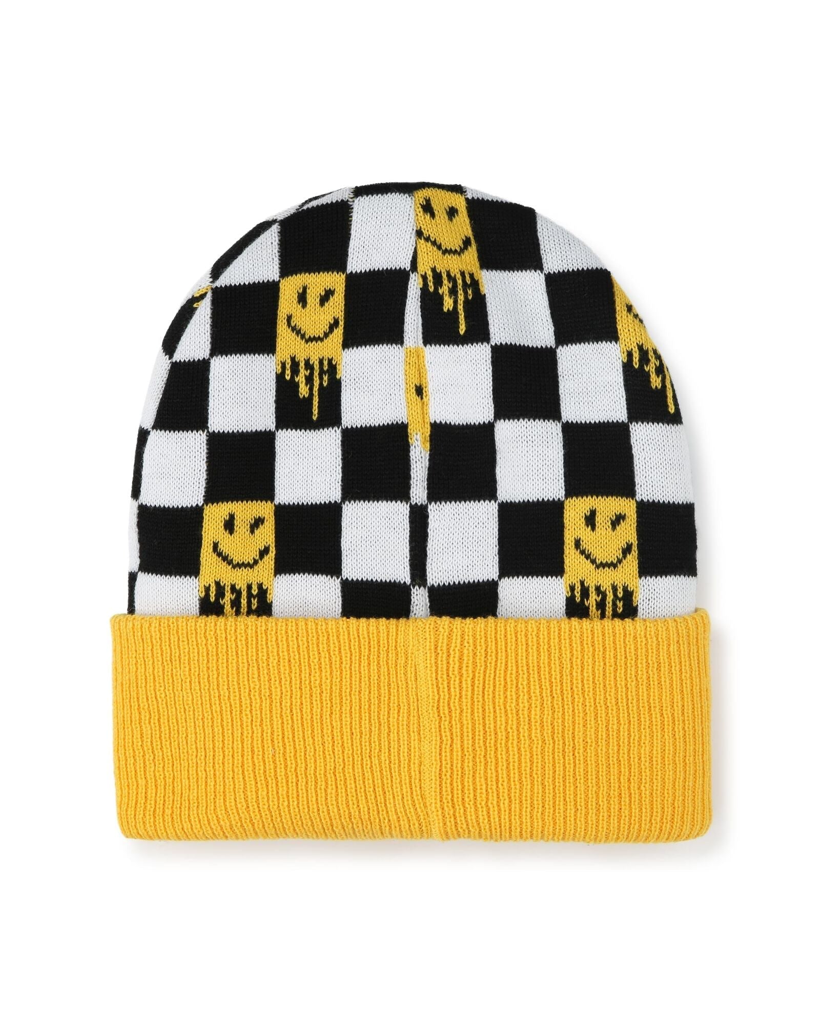 Bonnet jacquard Damier Smiley - Jaune Safran
