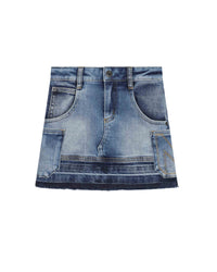 Jupe en denim effet usé - Denim Blue