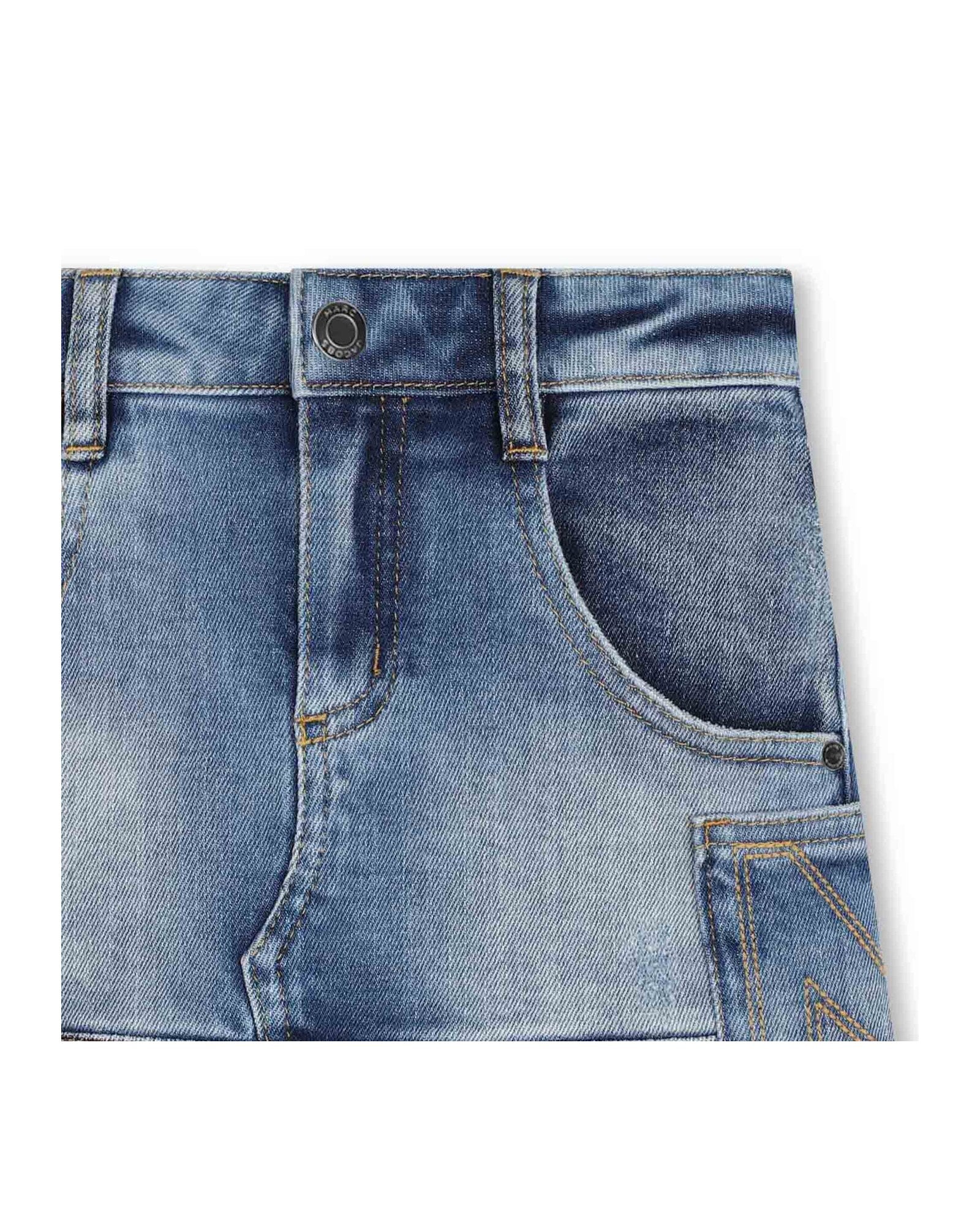 Jupe en denim effet usé - Denim Blue