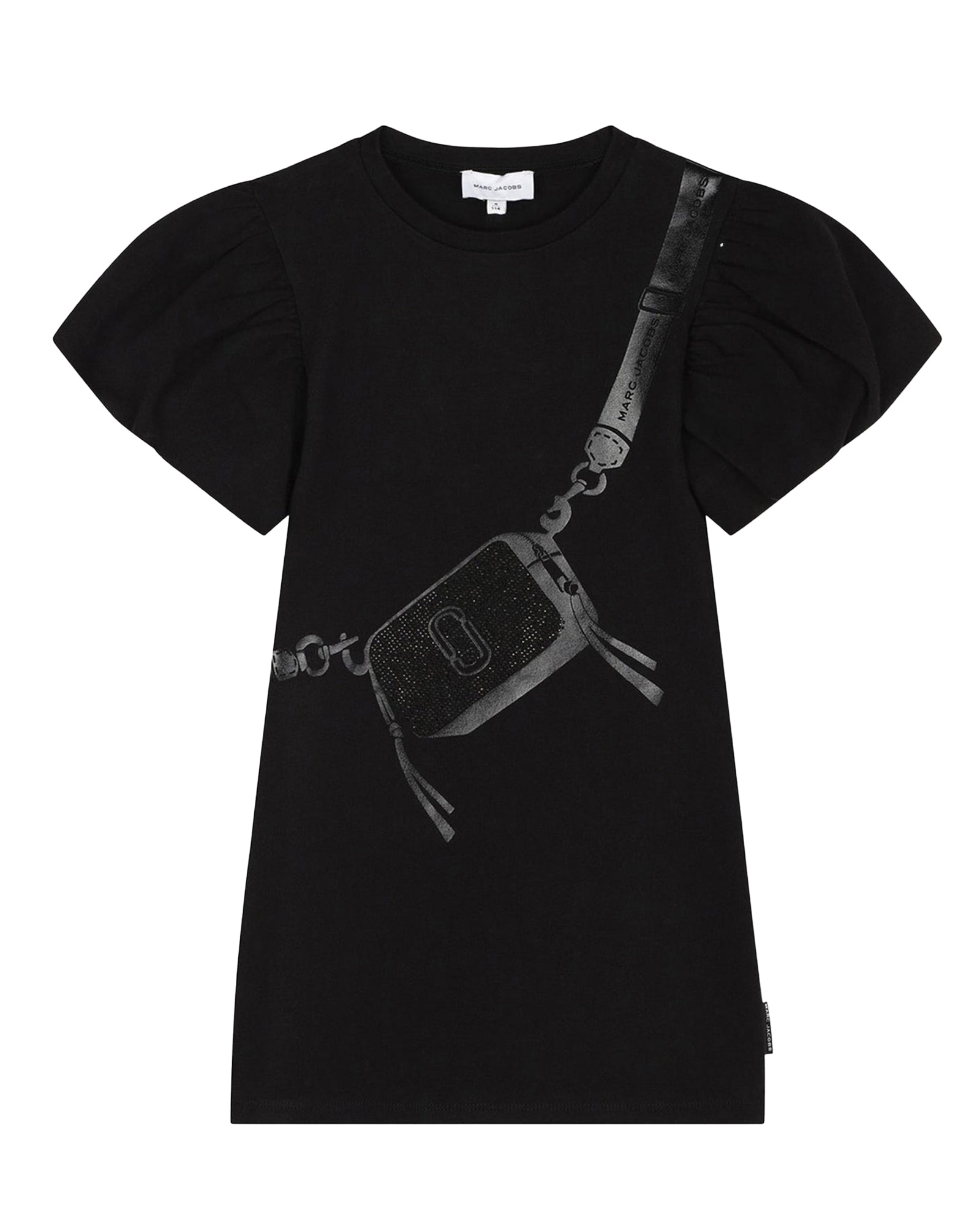 Cotton balloon sleeve dress - Black