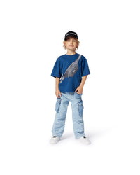 T-shirt with cotton illustration - Denim Blue