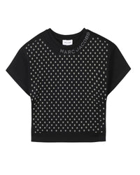 T-shirt à strass Marguerites en coton - Black