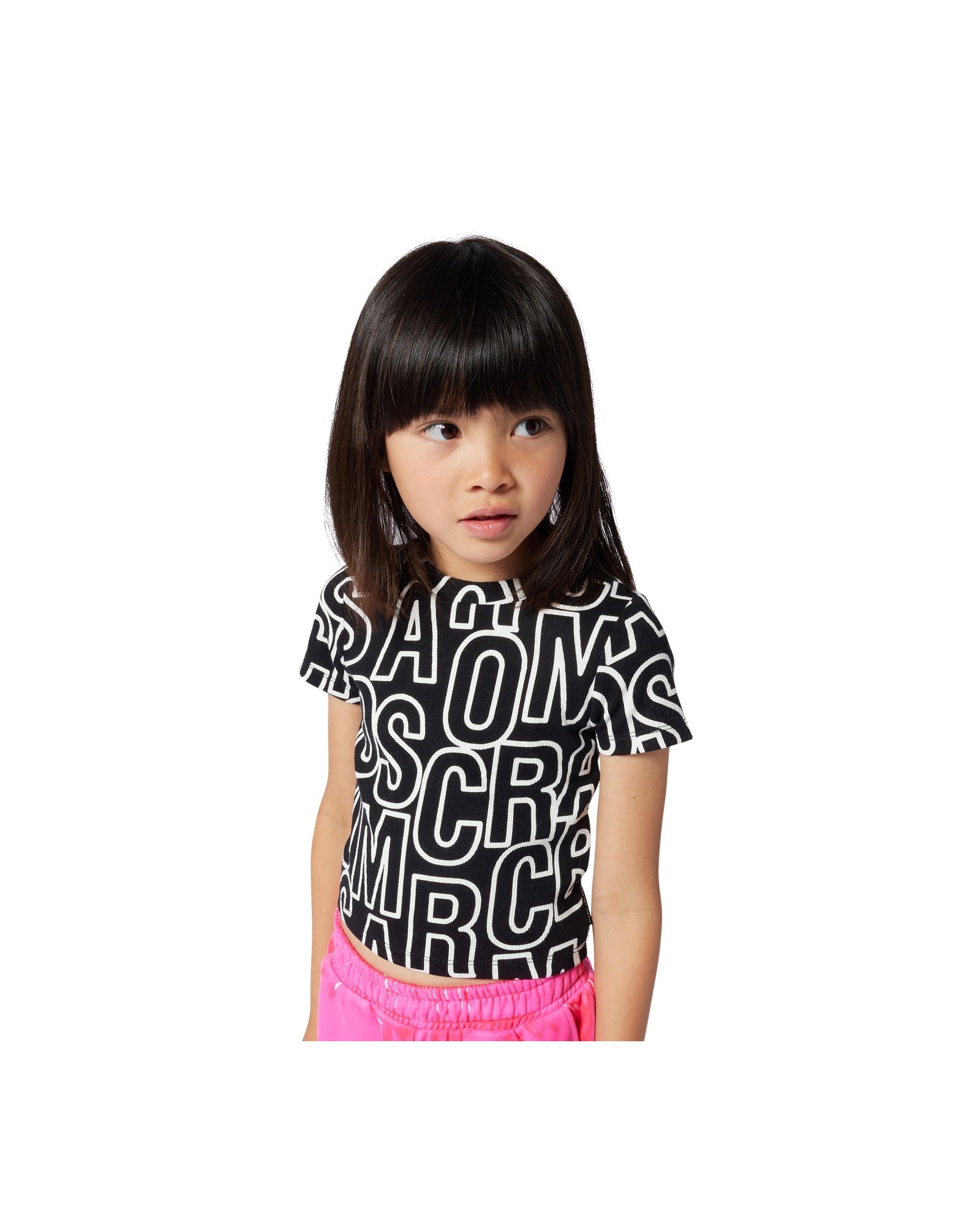 T-shirt court avec monogramme imprimé - Black