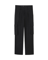 Lightweight canvas multi-pocket trousers - Black