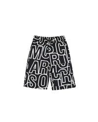 Bermuda long en toile avec imprimé allover - Black