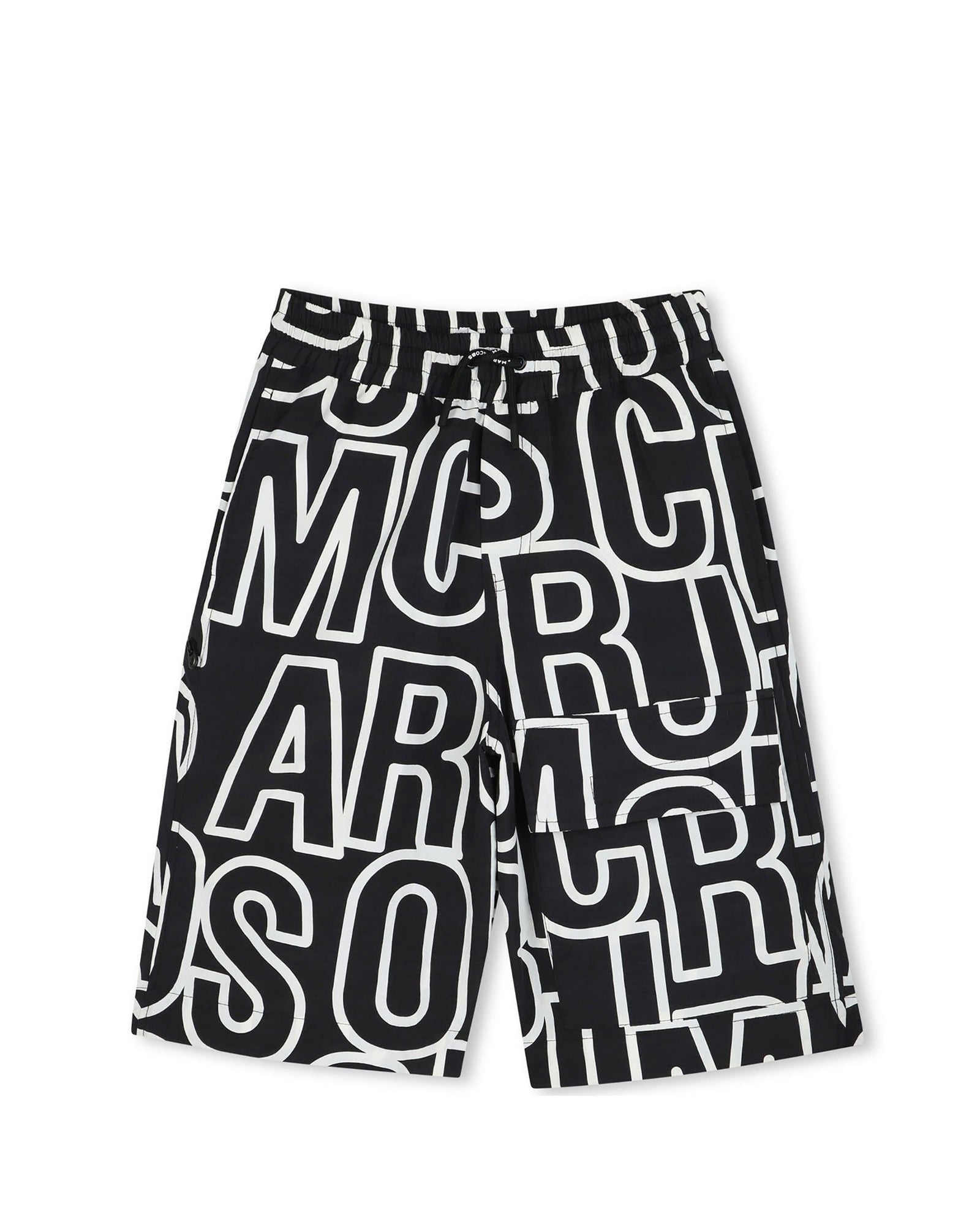 Bermuda long en toile avec imprimé allover - Black