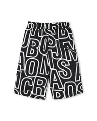 Bermuda long en toile avec imprimé allover - Black