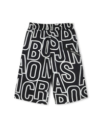 Bermuda long en toile avec imprimé allover - Black