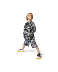 Bermuda long en toile avec imprimé allover - Black