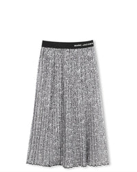 Jupe plissée avec monogramme imprimé - Black