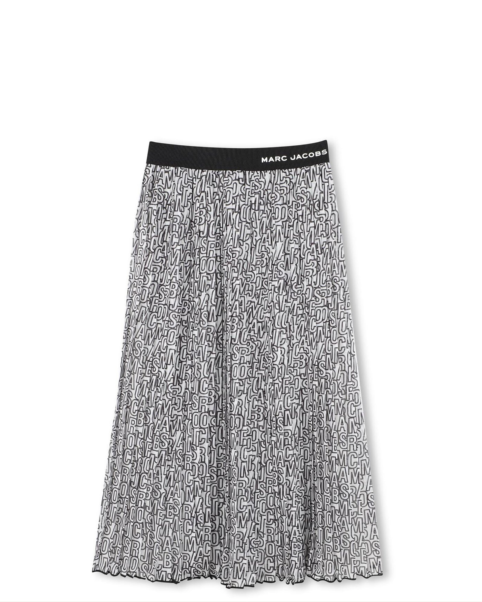 Jupe plissée avec monogramme imprimé - Black