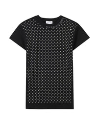 Daisy rhinestone dress in cotton - Black