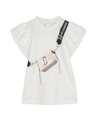 Short-sleeved cotton dress with logo - Ivory Past