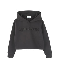 Sweatshirt court à capuche en coton - Black