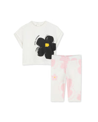 Calecon t-shirt set with cotton logo - Ivory Past