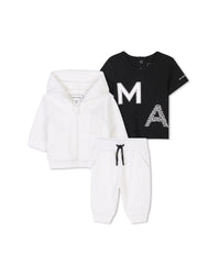 Ensemble 3 pièces avec logo en coton - Ivoire Past