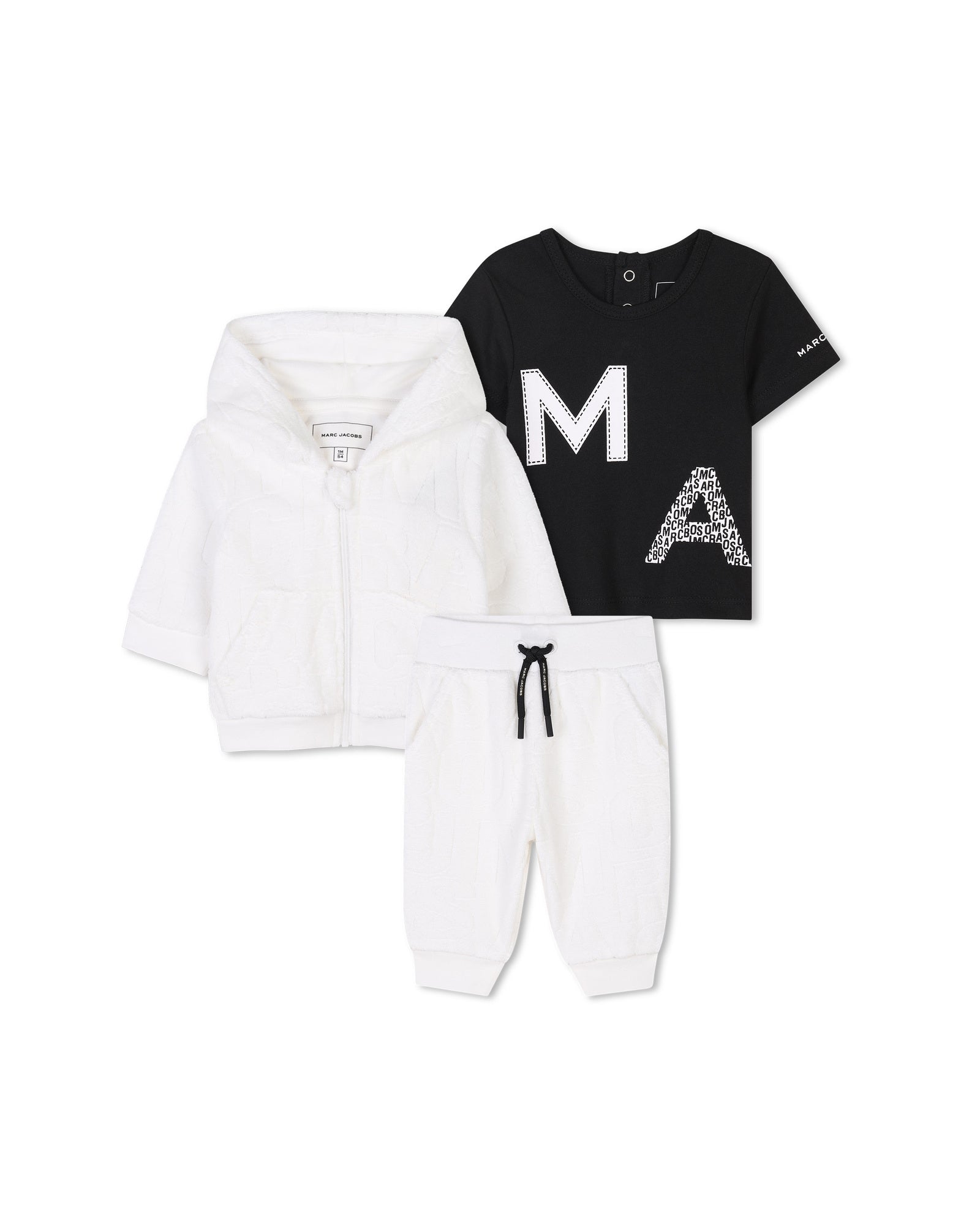 Ensemble 3 pièces avec logo en coton - Ivoire Past