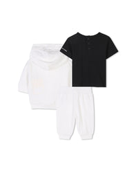 Ensemble 3 pièces avec logo en coton - Ivoire Past