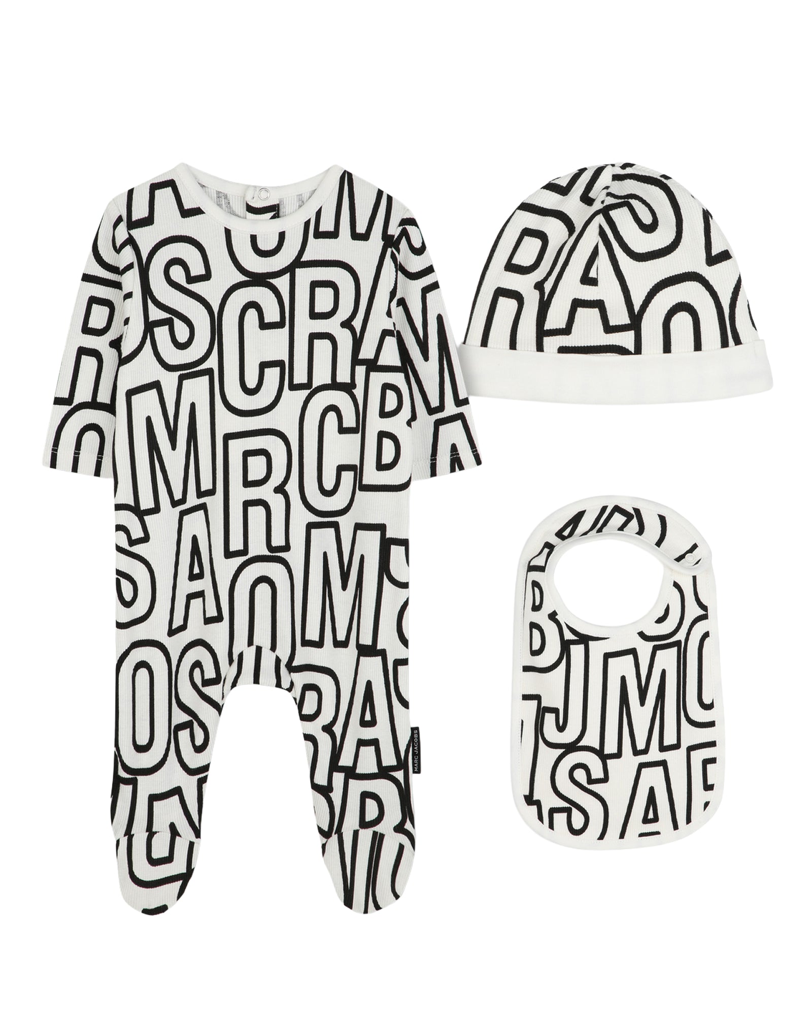 3-piece pyjama set with cotton logo - Ivory Past