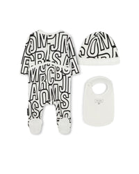 3-piece pyjama set with cotton logo - Ivory Past