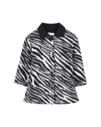 Manteau long à motif zèbre en laine mélangée - Black
