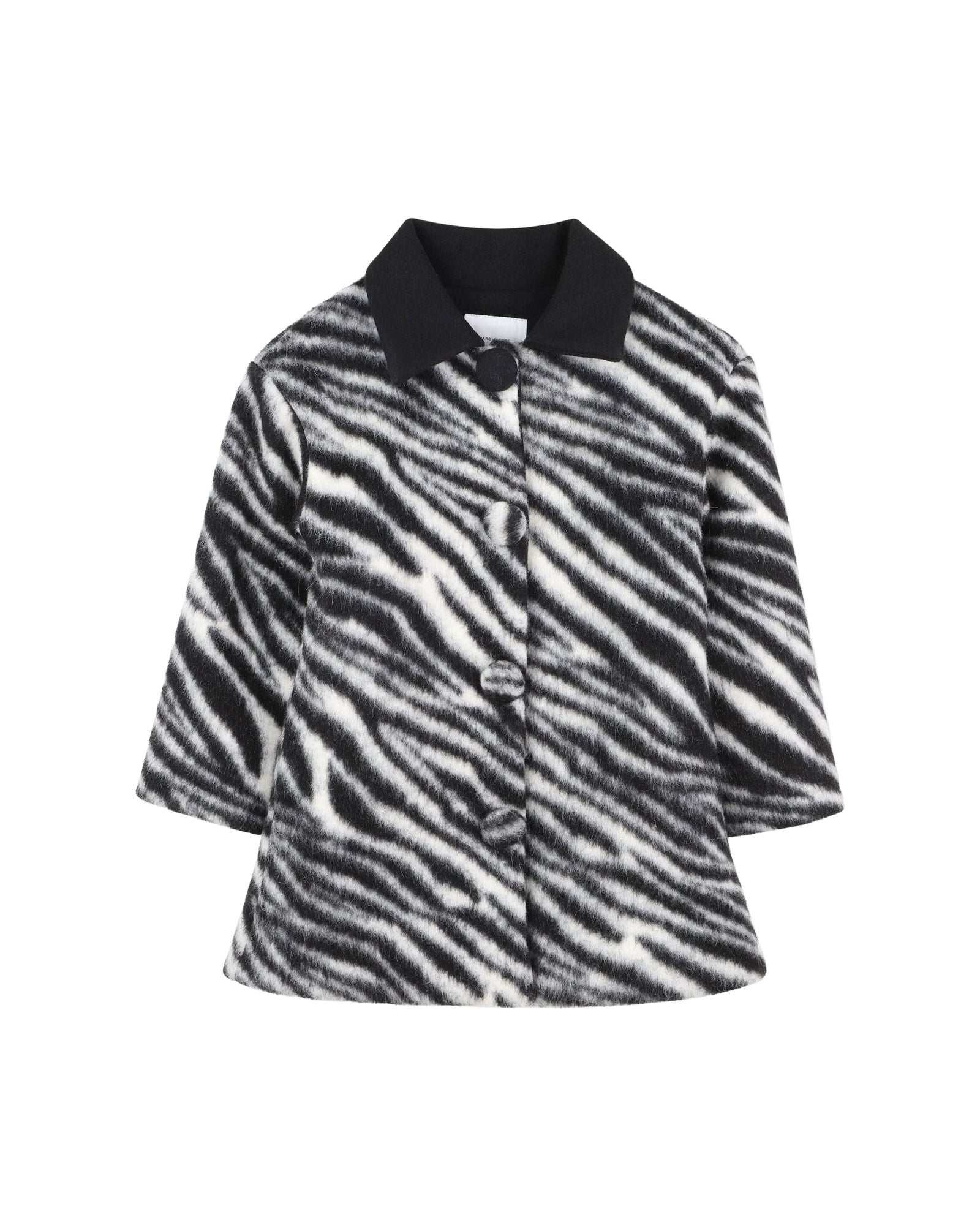 Manteau long à motif zèbre en laine mélangée - Black
