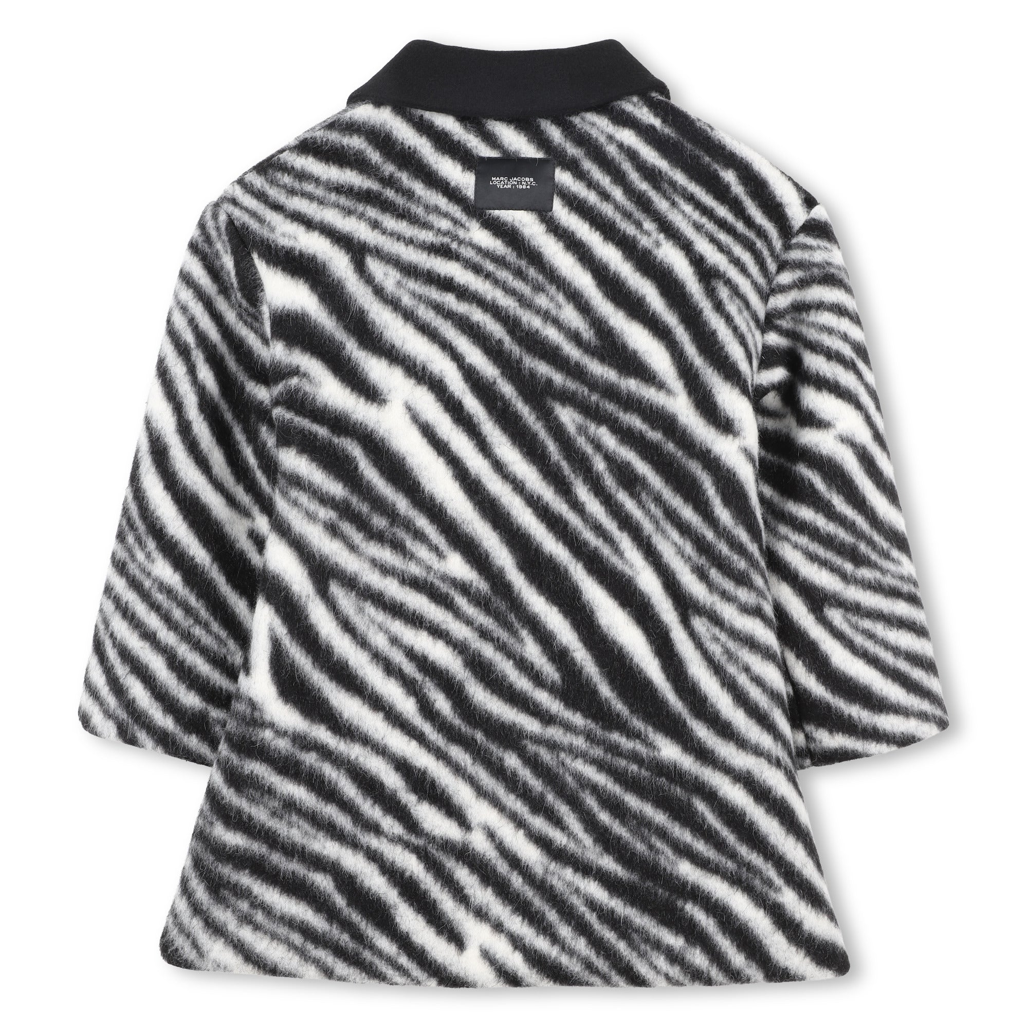 Manteau long à motif zèbre en laine mélangée - Black