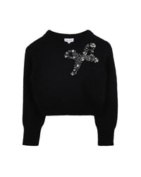 Long-sleeved bow jumper - Black