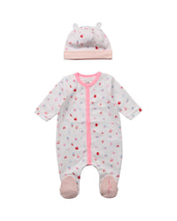 Ensemble pyjama et bonnet - Rose Blanc