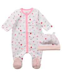 Ensemble pyjama et bonnet - Rose Blanc