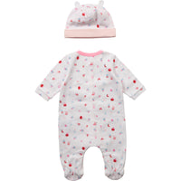 Ensemble pyjama et bonnet - Rose Blanc