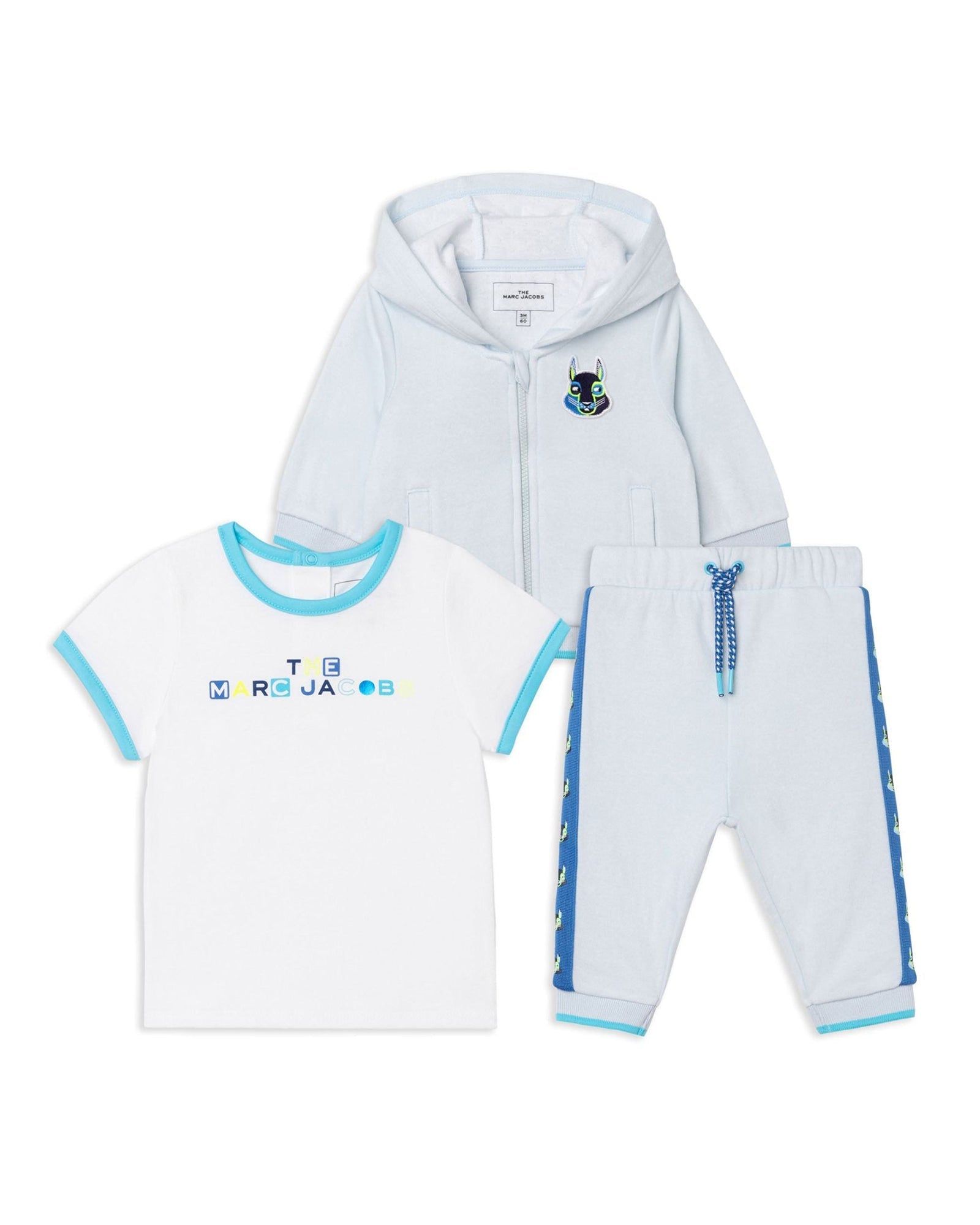 Ensemble 3 pièces jogging et t-shirt - Bleu Blanc