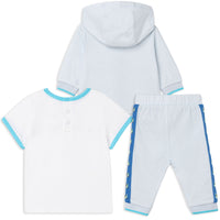 Ensemble 3 pièces jogging et t-shirt - Bleu Blanc
