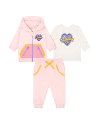 Ensemble t-shirt & pantalon et cardigan en coton - Rosee