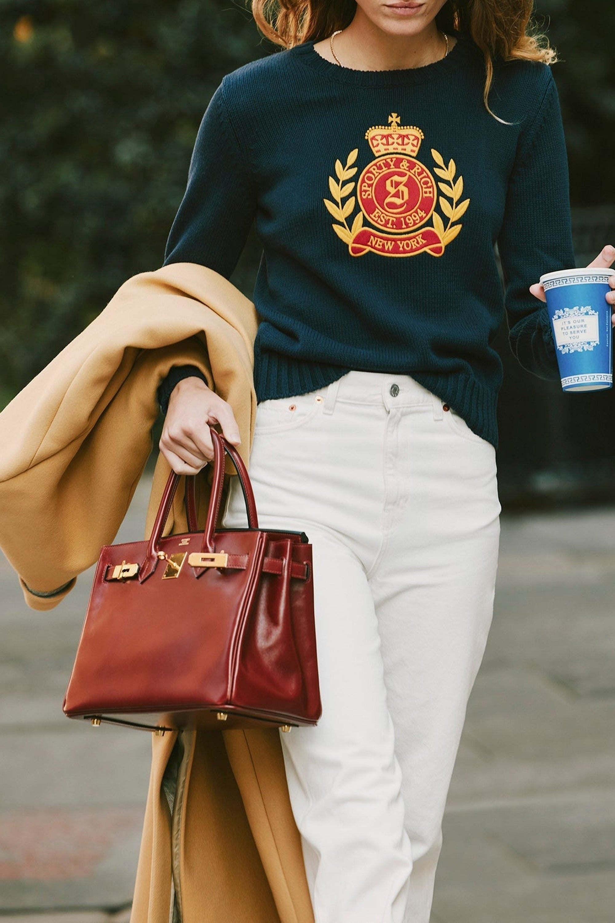 Sweatshirt NY Crest brodé en laine - Navy