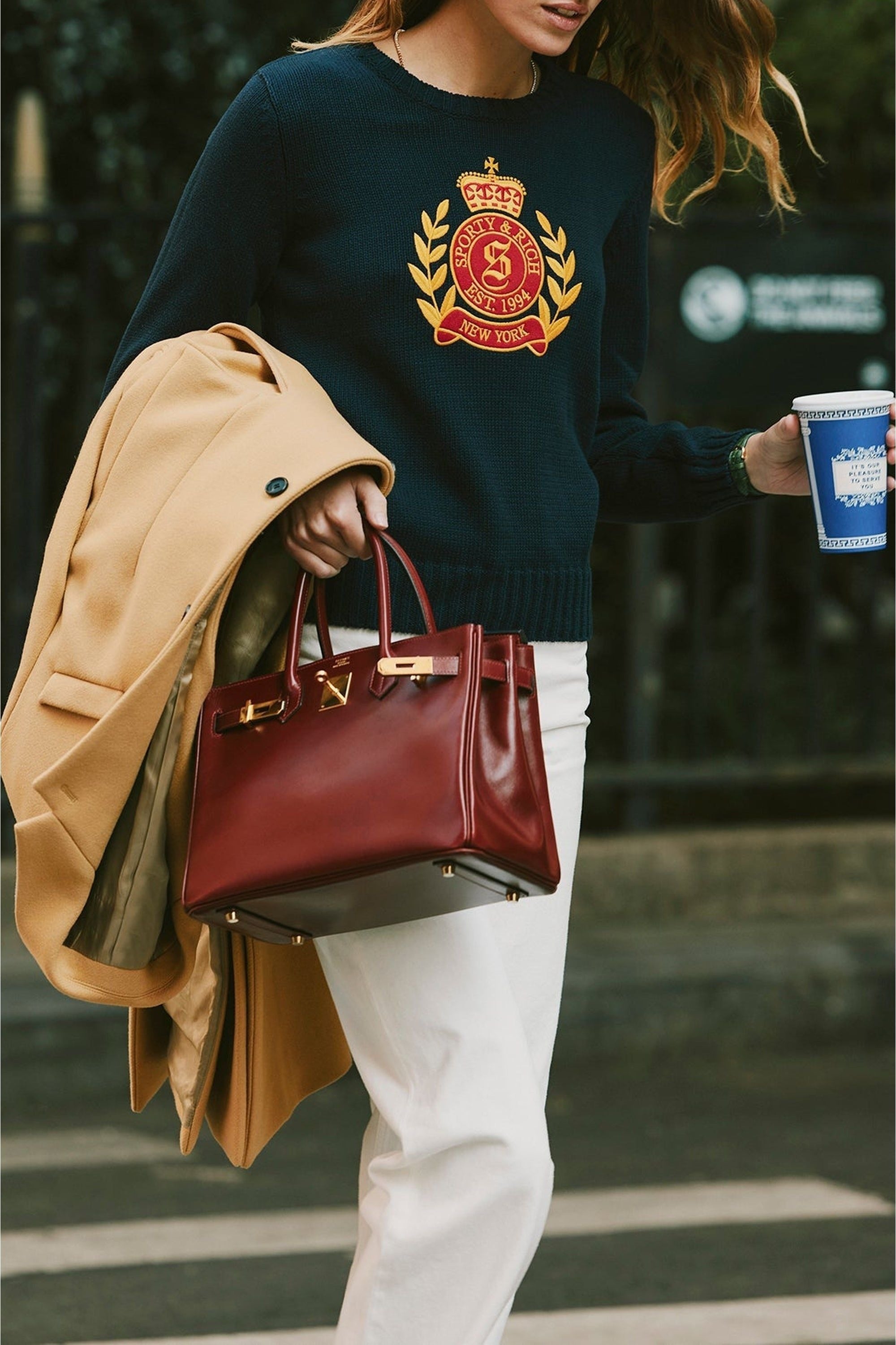 Sweatshirt NY Crest brodé en laine - Navy
