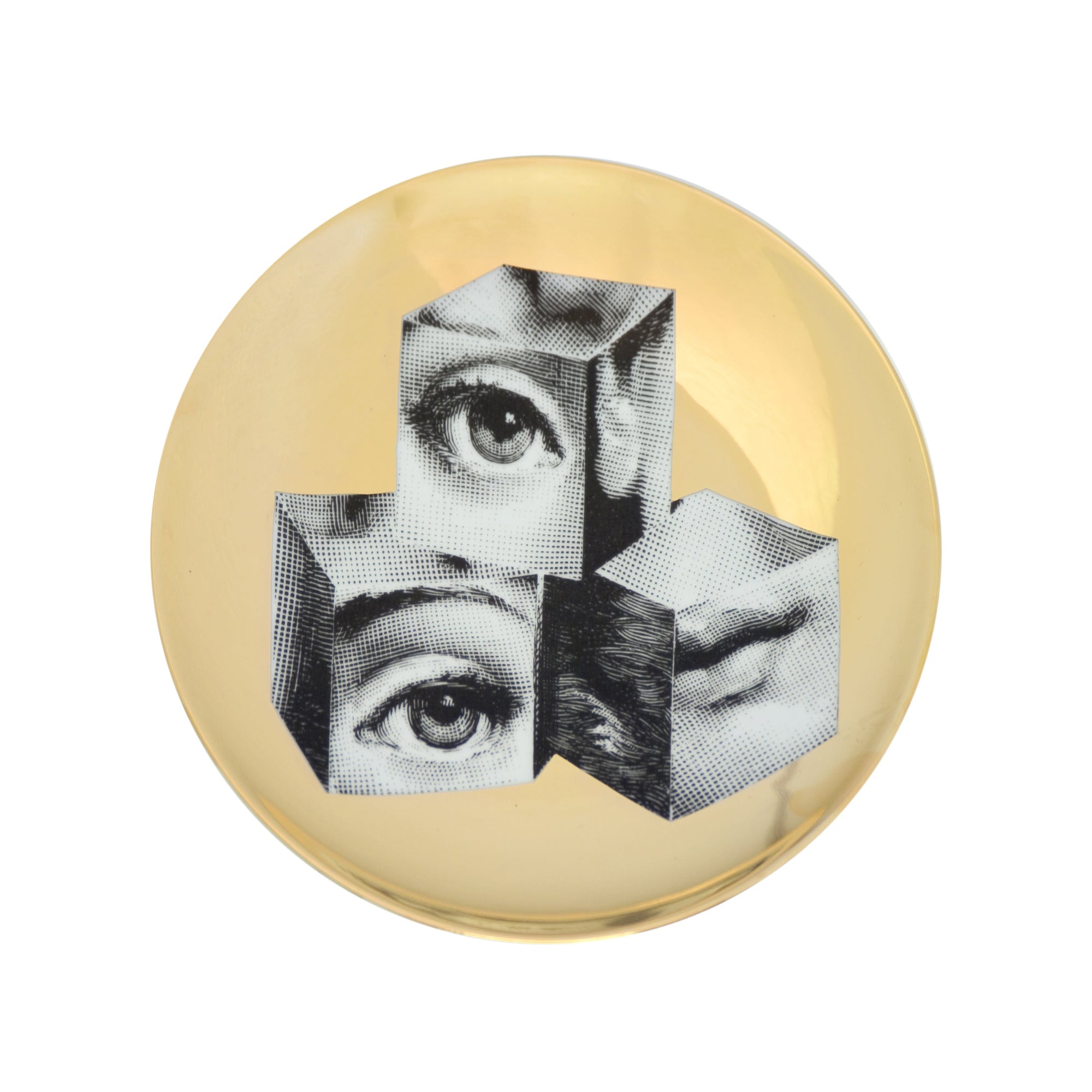 Assiette Tema e Variazioni n°112 en porcelaine - Or & Noir & Blanc
