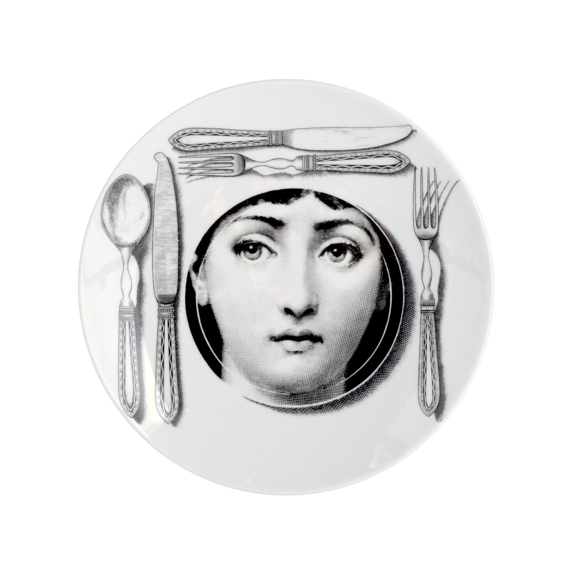 Tema e Variazioni n.203 porcelain plate - Black & White