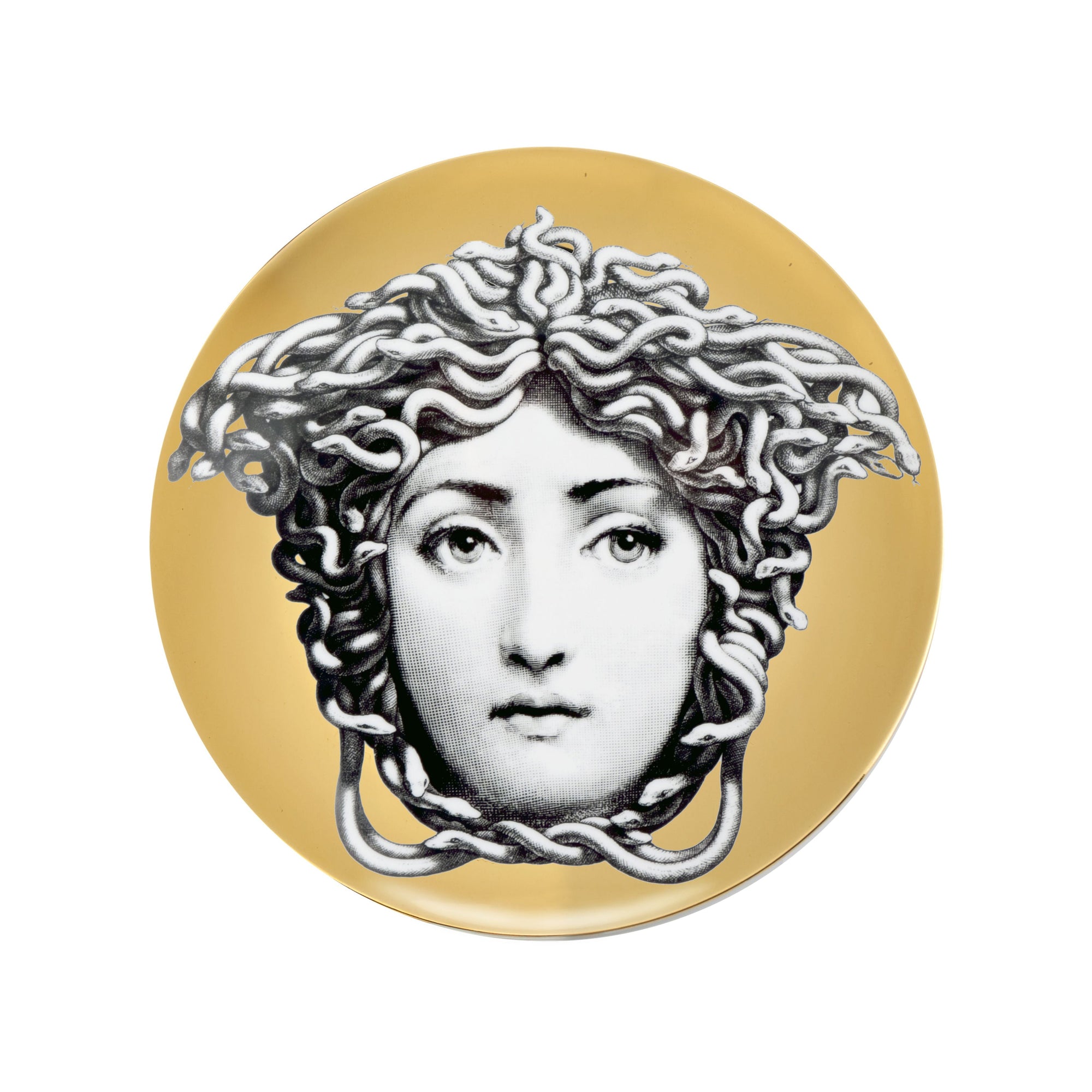 Tema e Variazioni n.217 porcelain plate - Gold & Black & White