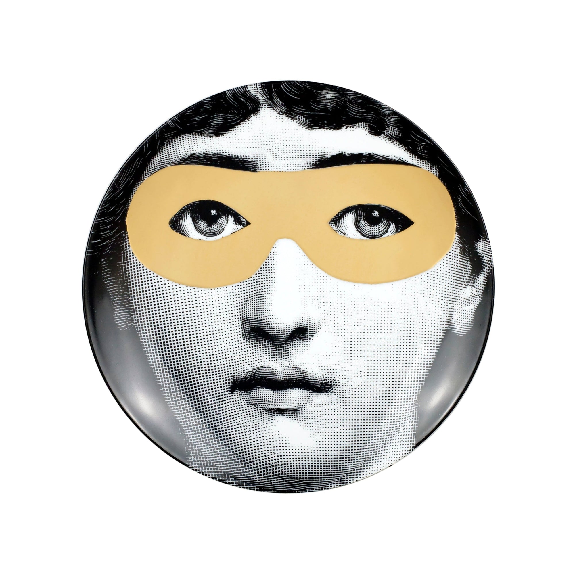 Tema e Variazioni n.22 porcelain plate - Gold & Black & White