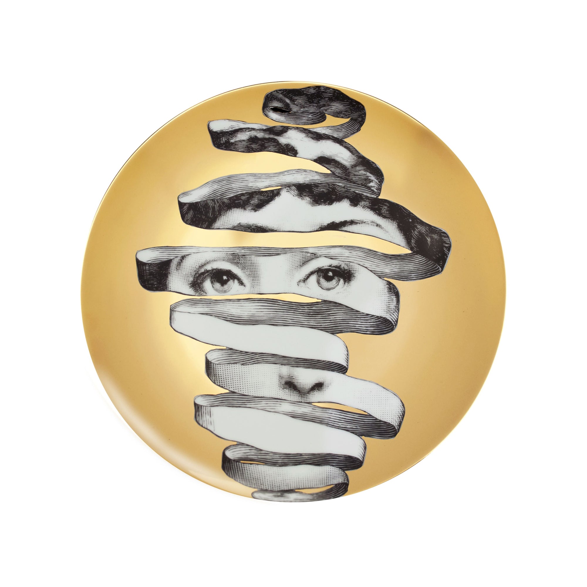 Tema e Variazioni n.297 porcelain plate - Gold & Black & White
