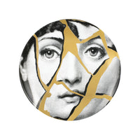 Tema e Variazioni n.2 porcelain plate - Gold & Black & White