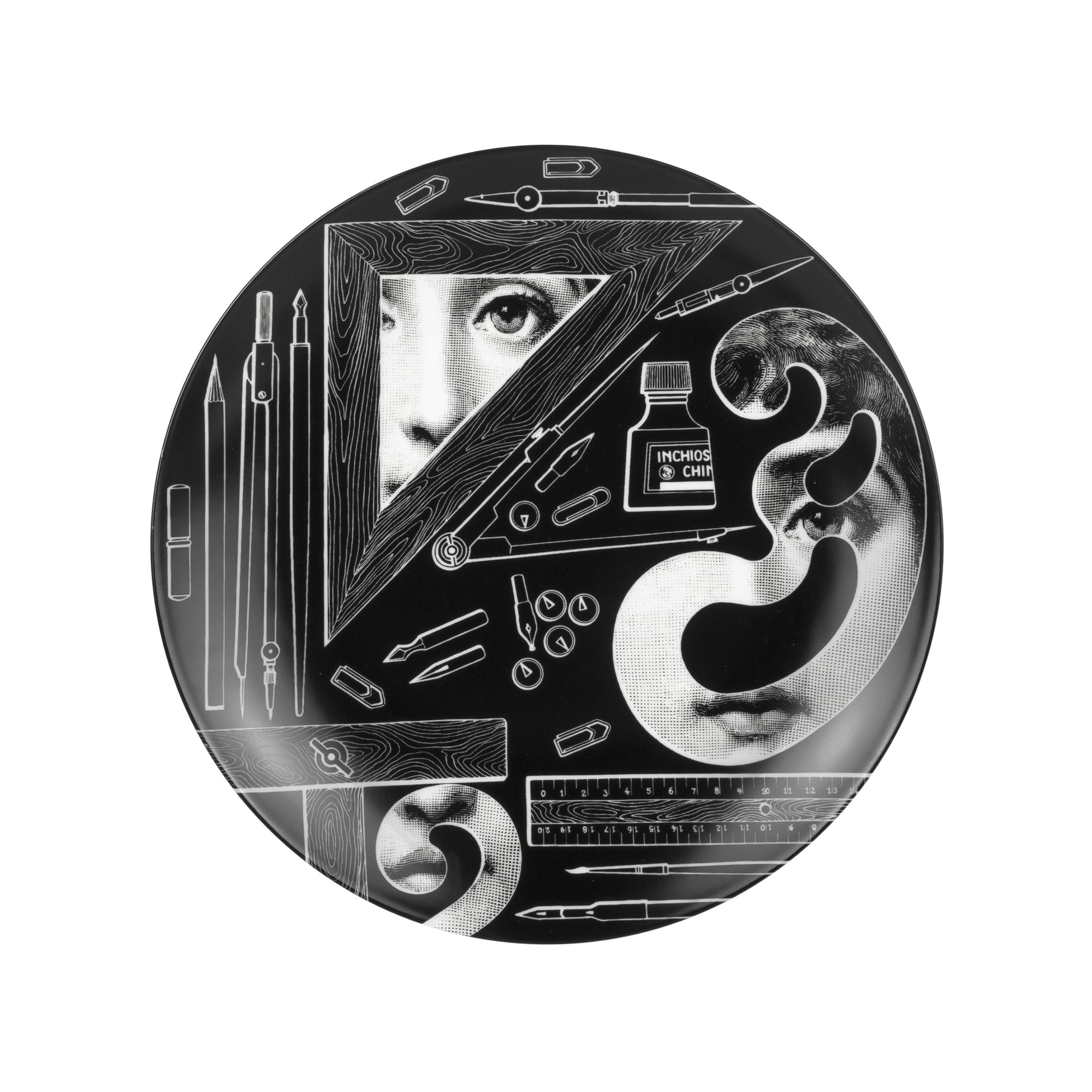 Assiette Tema e Variazioni n°391 en porcelaine - Noir & Blanc