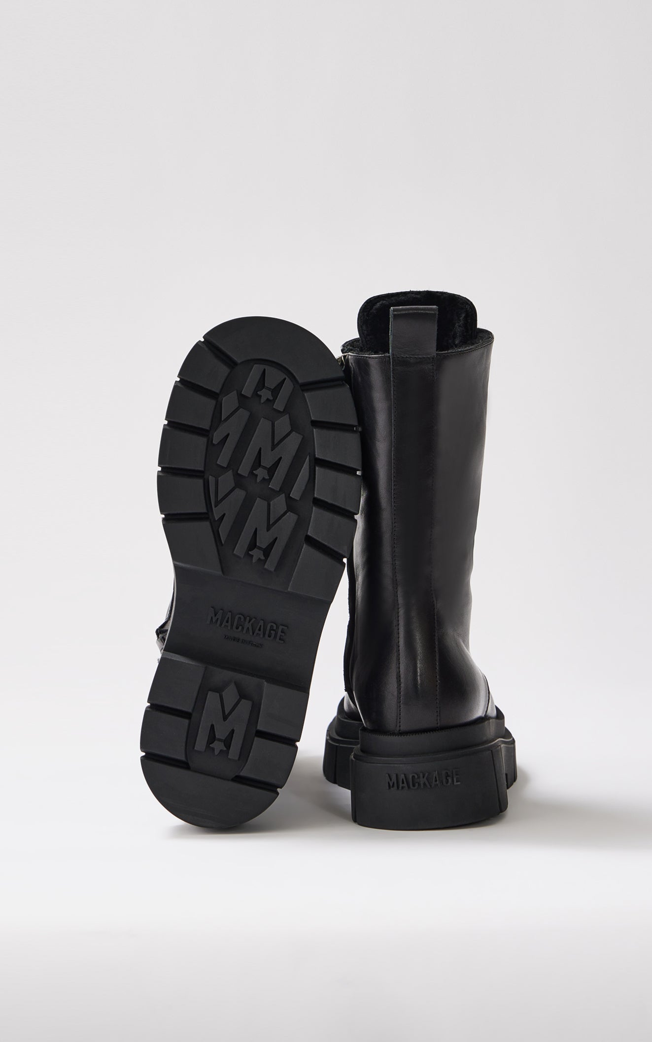 Bottines Warrior à lacets en cuir - Black
