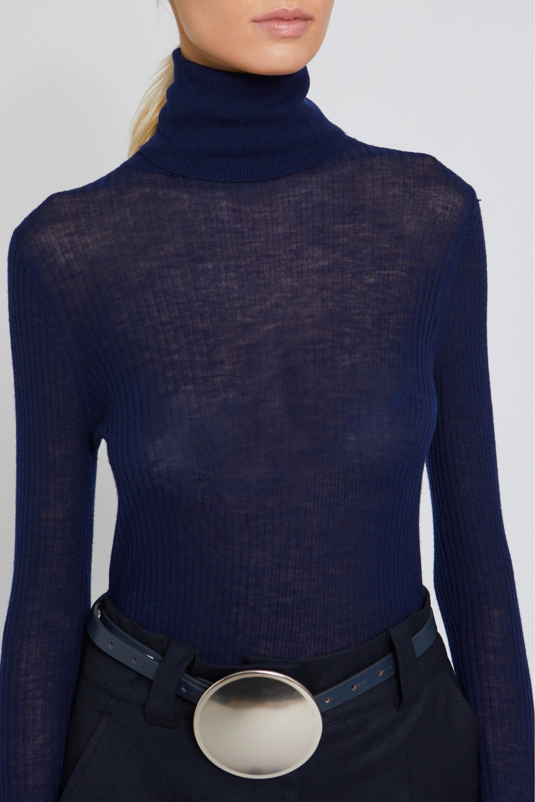 Pull Water à col roulé en laine - Navy