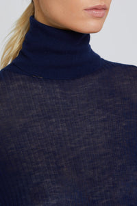 Pull Water à col roulé en laine - Navy