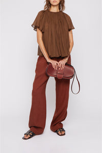 Blouse Wave à manches courtes froncée - Black