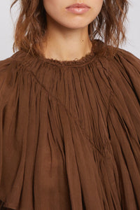 Blouse Wave à manches courtes froncée - Black